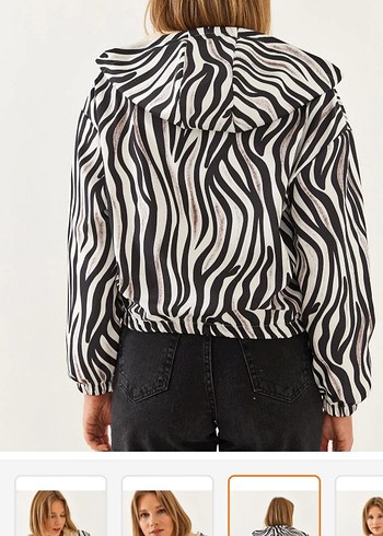 Kürklü Zebra Desenli Kadın Mont 0 Ürün - Görsel 5