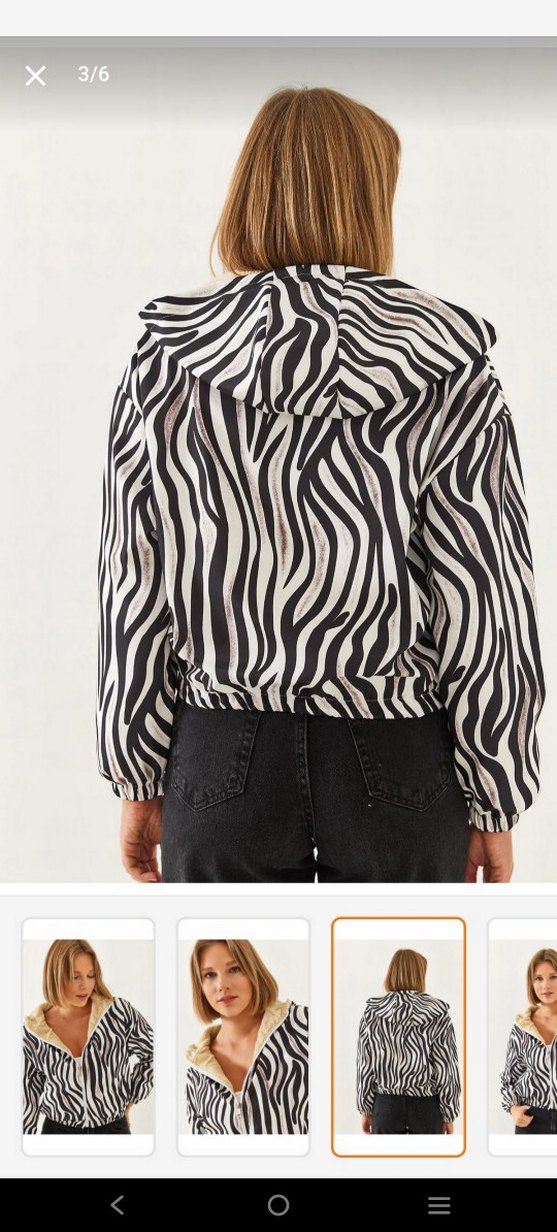 Kürklü Zebra Desenli Kadın Mont 0 Ürün - Görsel 5