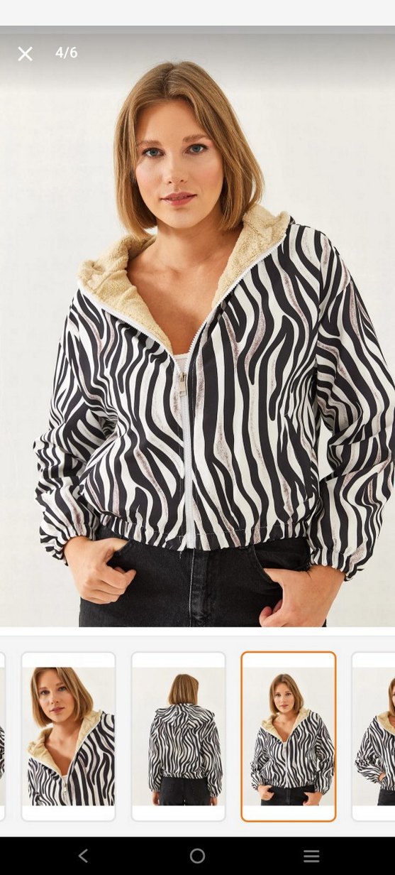 Kürklü Zebra Desenli Kadın Mont 0 Ürün - Görsel 3