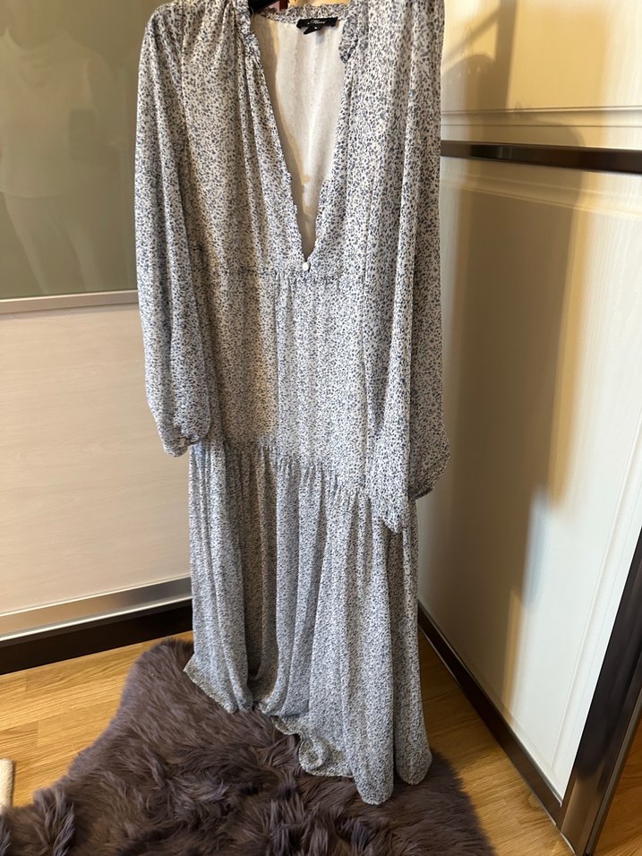 Bohem Gri Uzun Kollu Uzun Elbise - Görsel 2