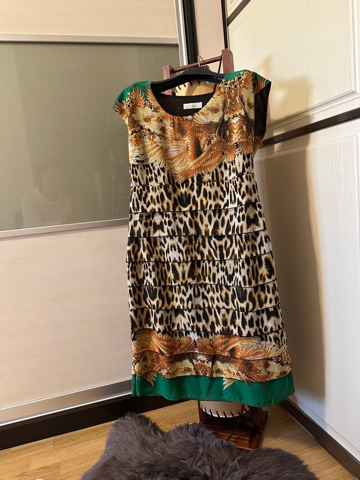 Bohem Yılan Desenli dizde elbise - Görsel 3