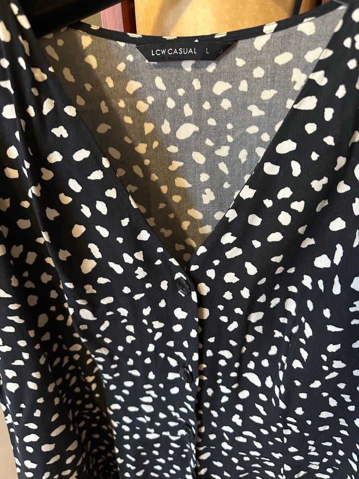 Uzun Kol Siyah Desenli Salaş Elbise - Görsel 4