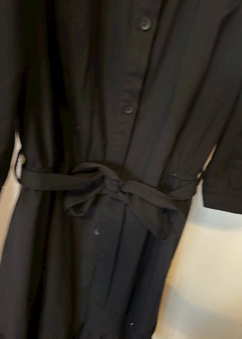 Siyah Kemerli Uzun Keten Elbise - Görsel 6