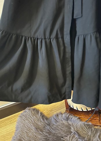 Siyah Kemerli Uzun Keten Elbise - Görsel 7