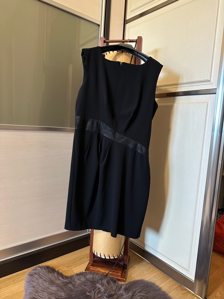 Siyah Kemerli midi Abiye Elbise kalıbı dar 40 beden için uygun - Görsel 2