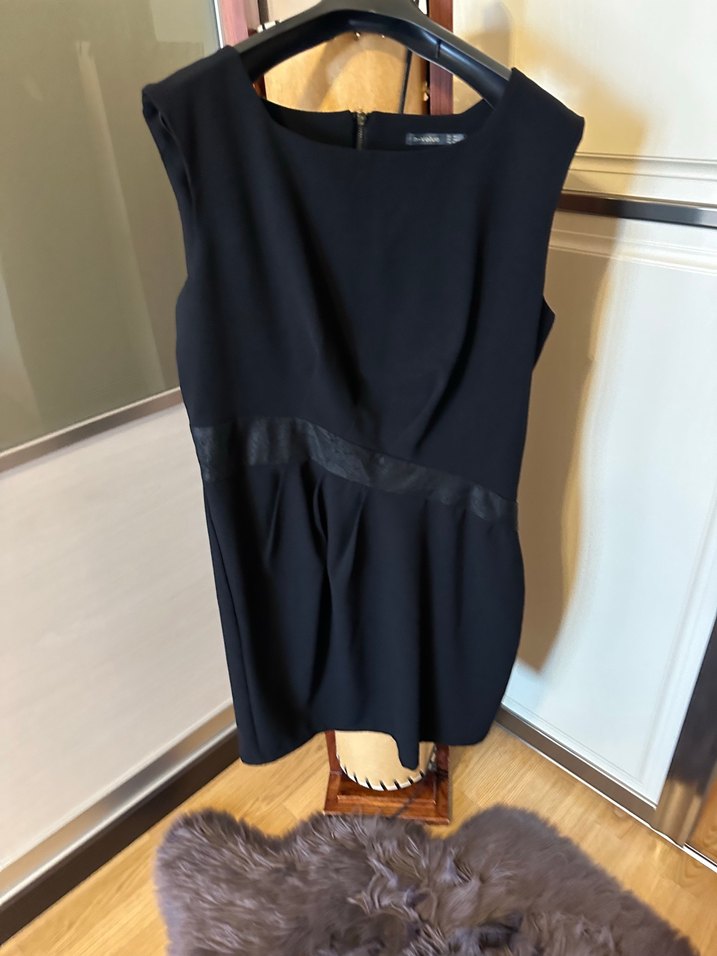 Siyah Kemerli midi Abiye Elbise kalıbı dar 40 beden için uygun - Görsel 4