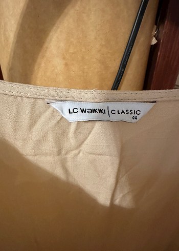 Düğmeli Bej Kadın Uzun Keten Elbise - Görsel 6