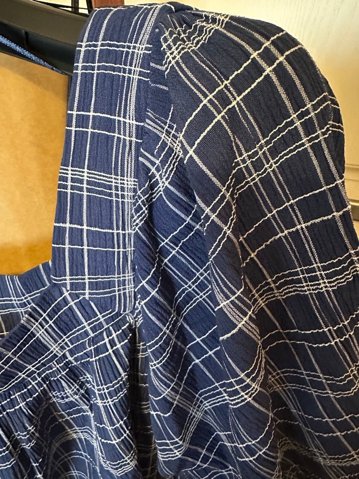 Mavi Kareli Kısa  Elbise - Görsel 5