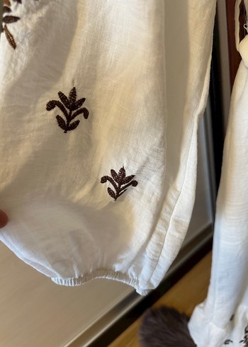 Nakışlı Beyaz Pamuklu Bohem Uzun Elbise - Görsel 7