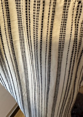 Gri Çizgili Bohem Keten Uzun Elbise - Görsel 5