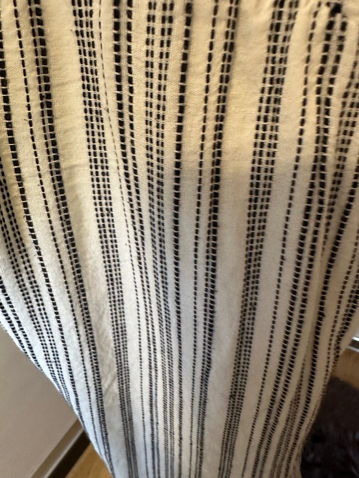 Gri Çizgili Bohem Keten Uzun Elbise - Görsel 5