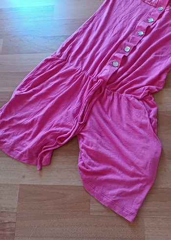 Düğmeli Pembe Bohem Kolsuz Tulum - Görsel 7