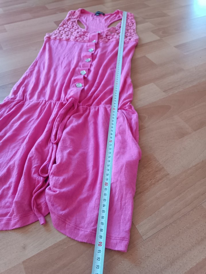 Düğmeli Pembe Bohem Kolsuz Tulum - Görsel 5