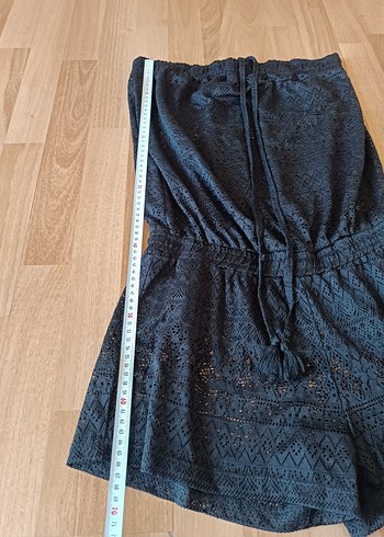 Kadın siyah Straplez plaj giyim tulum - Görsel 4