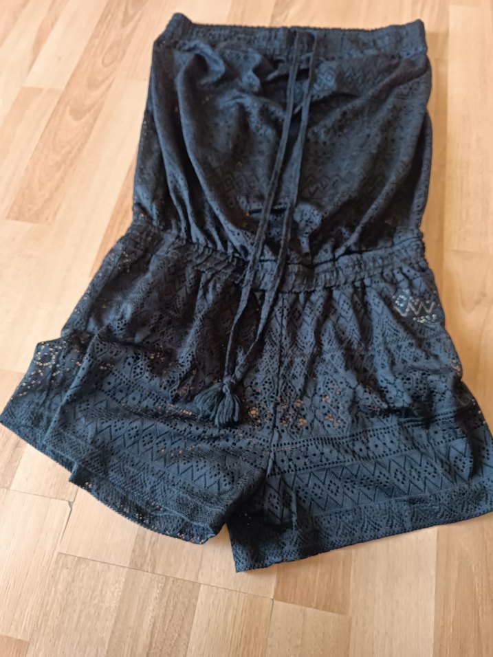 Kadın siyah Straplez plaj giyim tulum - Görsel 2