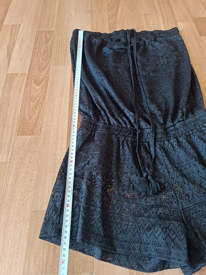 Kadın siyah Straplez plaj giyim tulum - Görsel 4