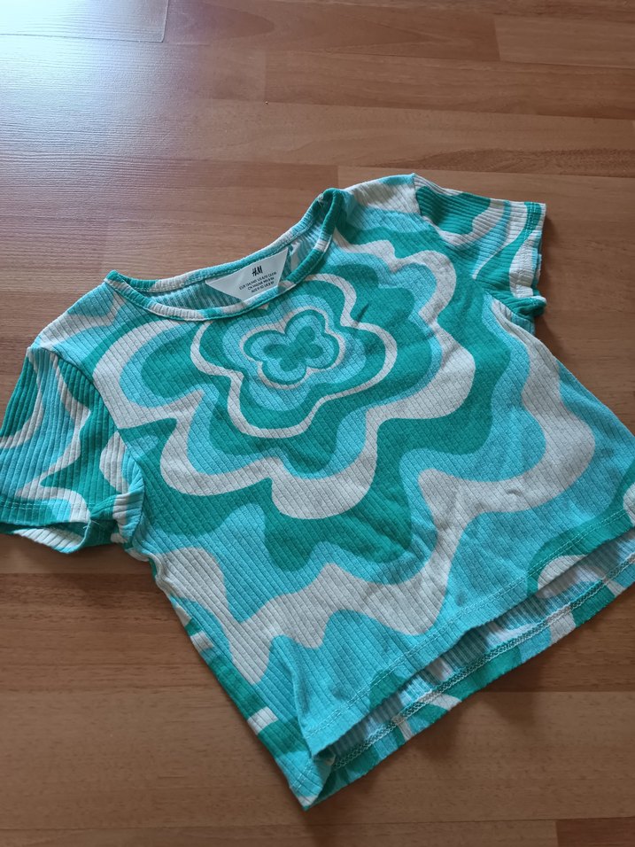 Turkuaz Batik Desenli Kız Tişörtü - Görsel 2