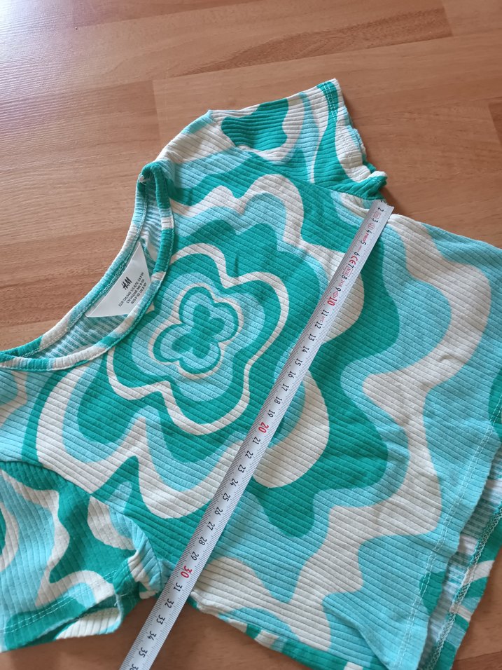 Turkuaz Batik Desenli Kız Tişörtü - Görsel 3