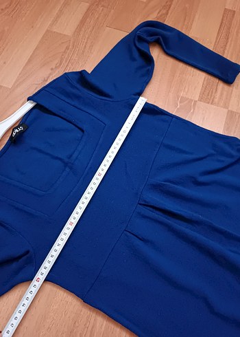 Lacivert Midi Uzun Kollu Rahat Elbise - Görsel 6