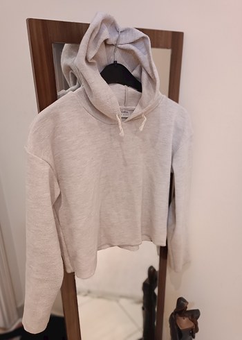 Gri Kapüşonlu Salaş Sweatshirt - Görsel 2