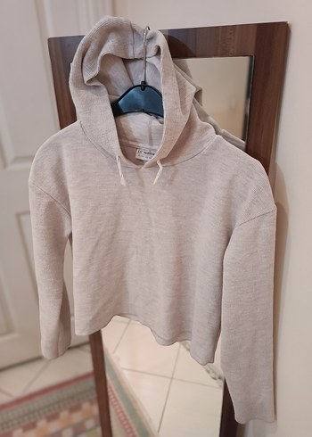 Gri Kapüşonlu Salaş Sweatshirt - Görsel 4