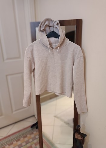 Gri Kapüşonlu Salaş Sweatshirt - Görsel 3