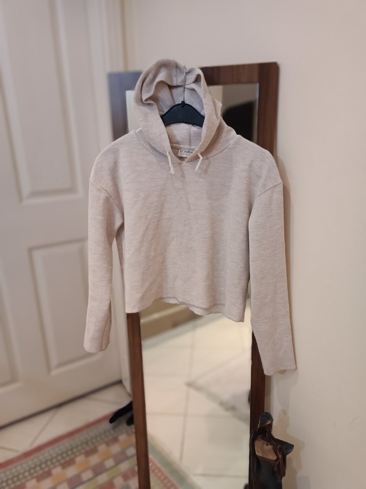 Gri Kapüşonlu Salaş Sweatshirt - Görsel 3