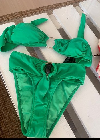 Parlak Yeşil Mini Askılı Kemerli Bikini