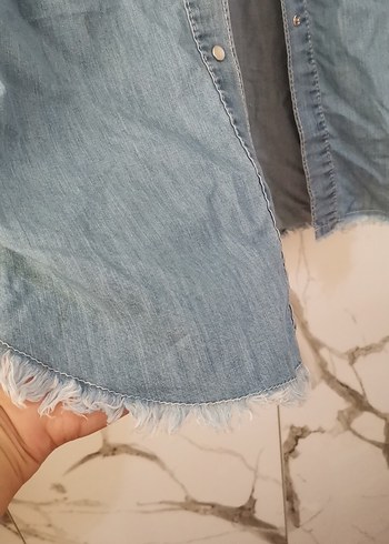 m Beden mavi Renk Düğmeli Mavi Denim Kadın Gömlek