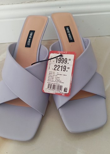 Nine West Gri Kadın Terlik Blok Topuklu