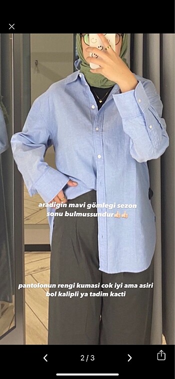 H&M mavi keten karışımlı gömlek