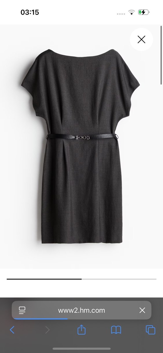 H&M Kadın Gri Midi Kemerli Kalem Elbise - Görsel 2