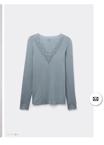 Intimissimi Gri Uzun Kollu Dantel Detaylı Bluz - Görsel 2