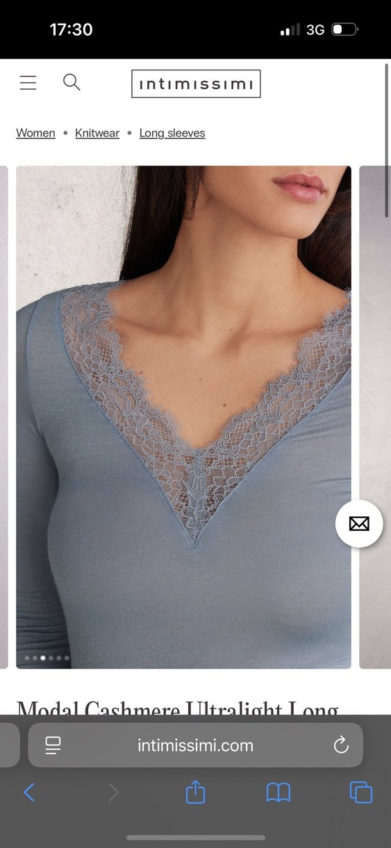 Intimissimi Gri Uzun Kollu Dantel Detaylı Bluz - Görsel 3