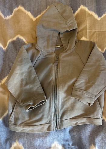 Gri Kapüşonlu Fermuarlı Sweat