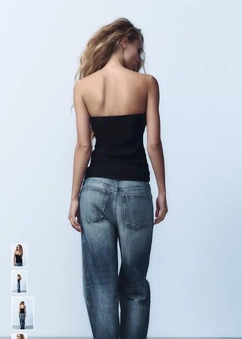 Siyah Drapeli Straplez Midi Büstiyer - Görsel 3