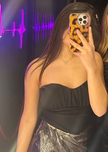 Siyah Drapeli Straplez Midi Büstiyer - Görsel 4