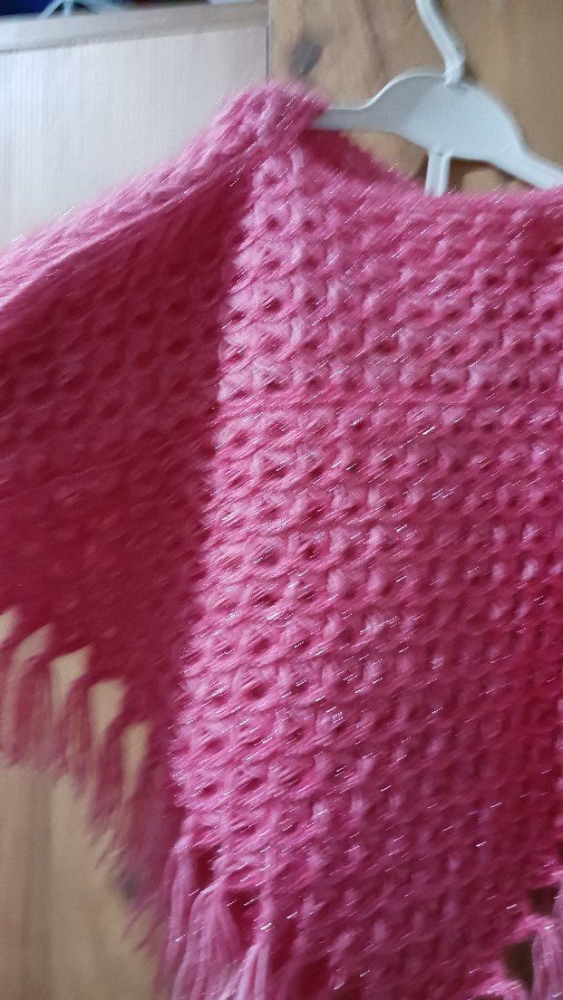 Pembe Örgü Kız Çocuk Panço - Görsel 3