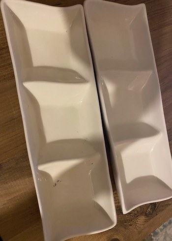 Beyaz Bölmeli Seramik Servis Tabağı - Görsel 3