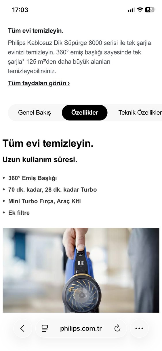 Philips X8049 kablosuz dikey süpürge Konya içi elden teslim - Görsel 5