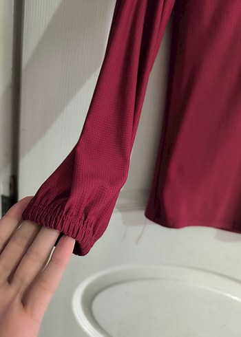 Bordo Nakışlı Uzun Kollu Bohem Bluz - Görsel 2