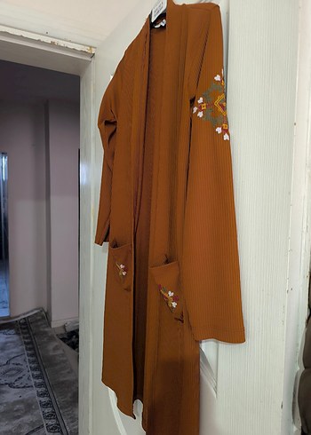 Uzun Kollu Nakışlı Bohem Kadın Kimono - Görsel 2