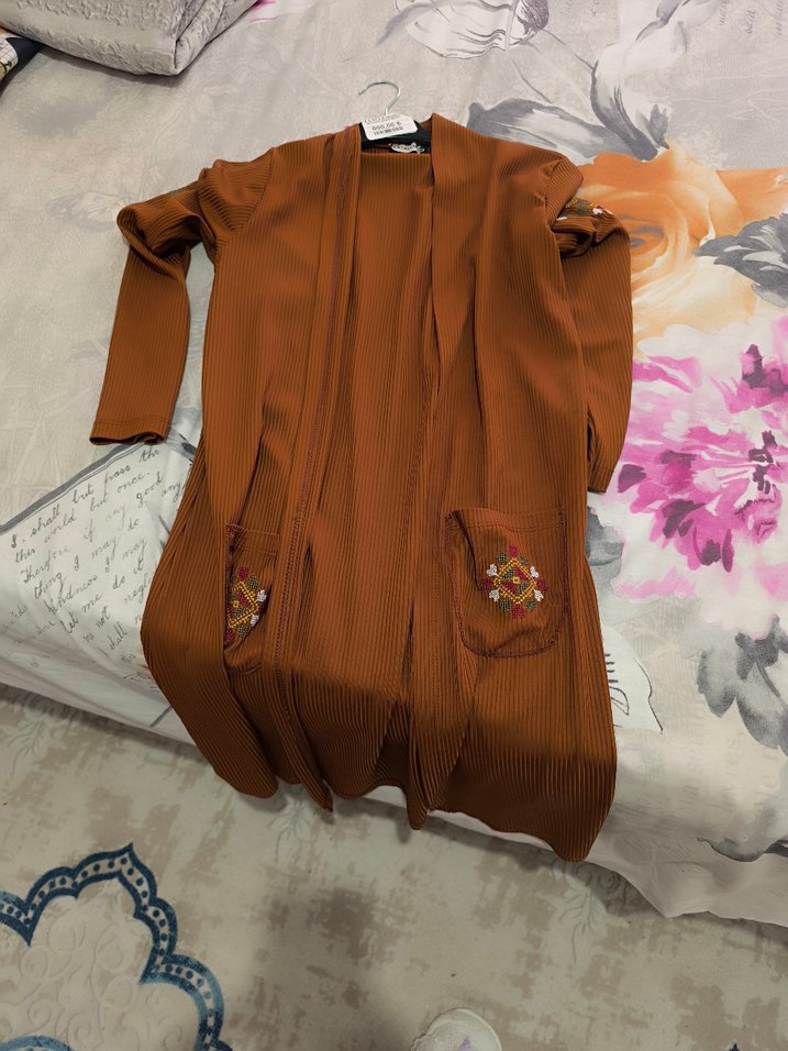 Uzun Kollu Nakışlı Bohem Kadın Kimono - Görsel 3