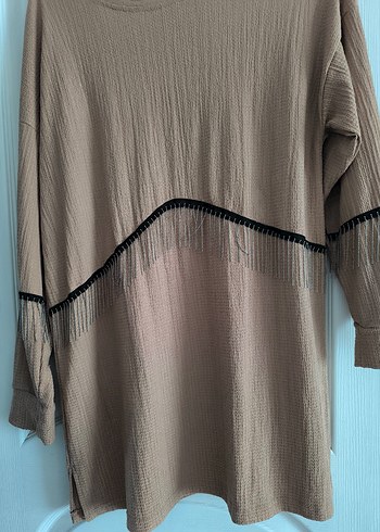 Zincir Detaylı Bohem Bej Kadın Tunik - Görsel 4