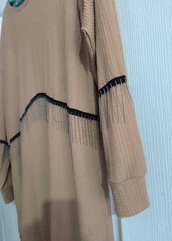 Zincir Detaylı Bohem Bej Kadın Tunik - Görsel 3