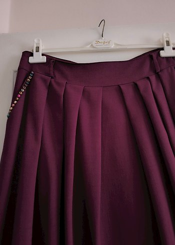 Bordo Uzun Drapeli Kadın Etek - Görsel 3