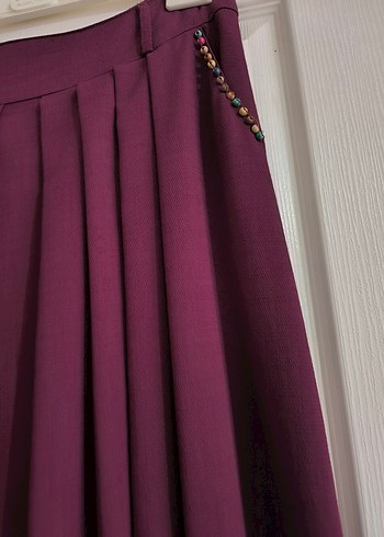 Bordo Uzun Drapeli Kadın Etek - Görsel 2