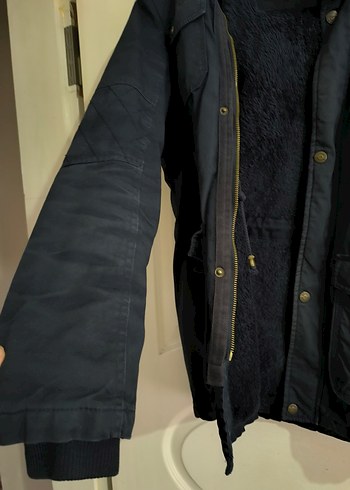 Düğmeli Lacivert içi kürklü erkek kaban mont - Görsel 2