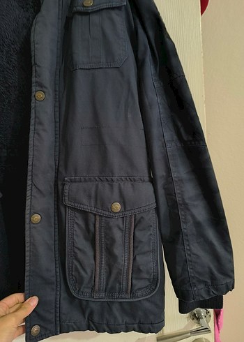 Düğmeli Lacivert içi kürklü erkek kaban mont - Görsel 4