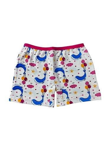 Kız çocuk pamuklu mavi balık desen atlet boxer takım - Görsel 4